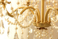 6 Lights Candle Style Small Gold Chandelier Luxury Brass Arm Chandelier with Acrylic Pearl Chains-铜灯-Jecanoli
