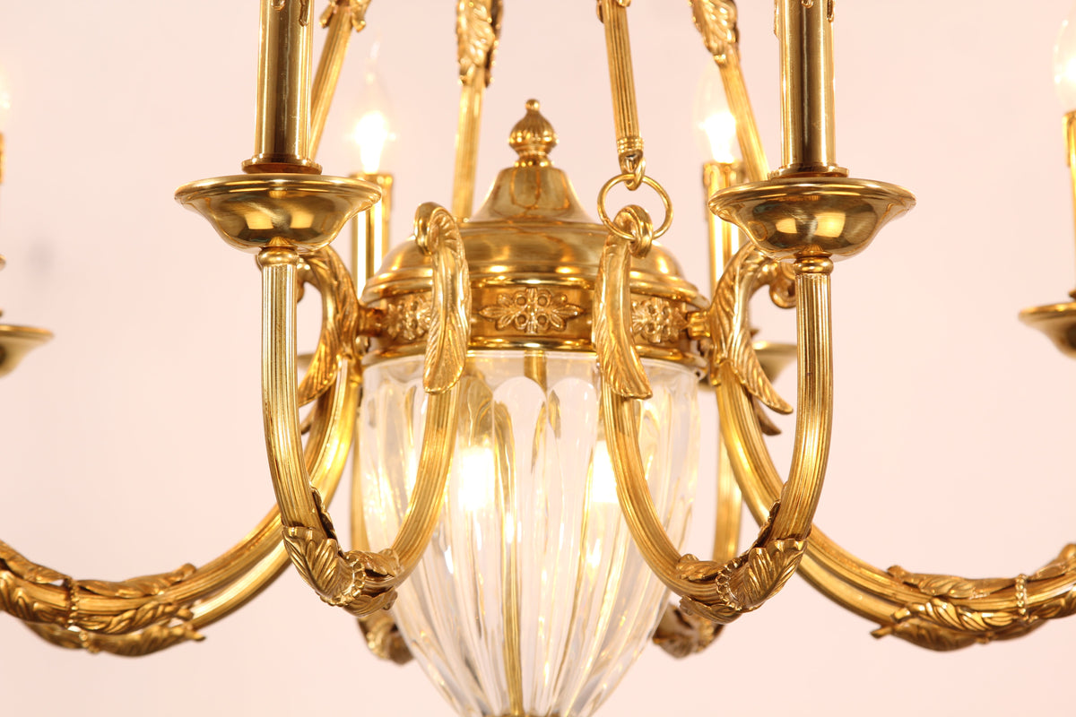 6 Lights Small Empire Style Antique Brass Chandelier Gold Chandelier for Study Room 26X26 Inch-铜灯-Jecanoli