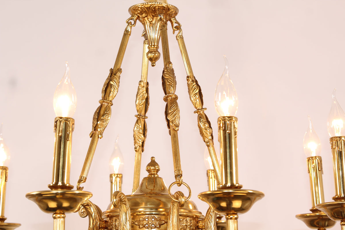 6 Lights Small Empire Style Antique Brass Chandelier Gold Chandelier for Study Room 26X26 Inch-铜灯-Jecanoli