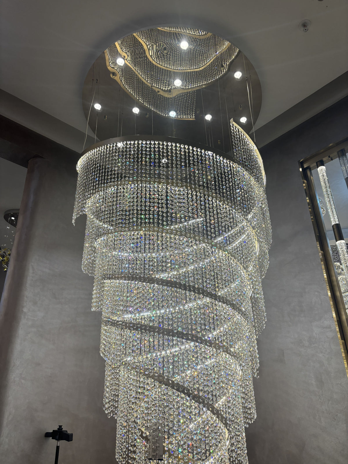 Contemporary Long Spiral Chandelier for Staircase 63"W 157"H-大吊灯-Jecanoli
