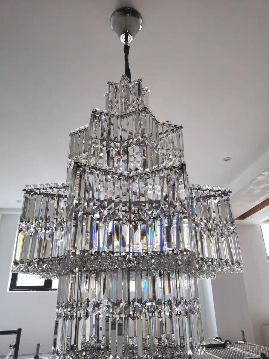 Luxury Plaza Multi-Tier Crystal Chandelier for High Ceilings/Hotel Hall / 2 Story Foyer - Yovalighting