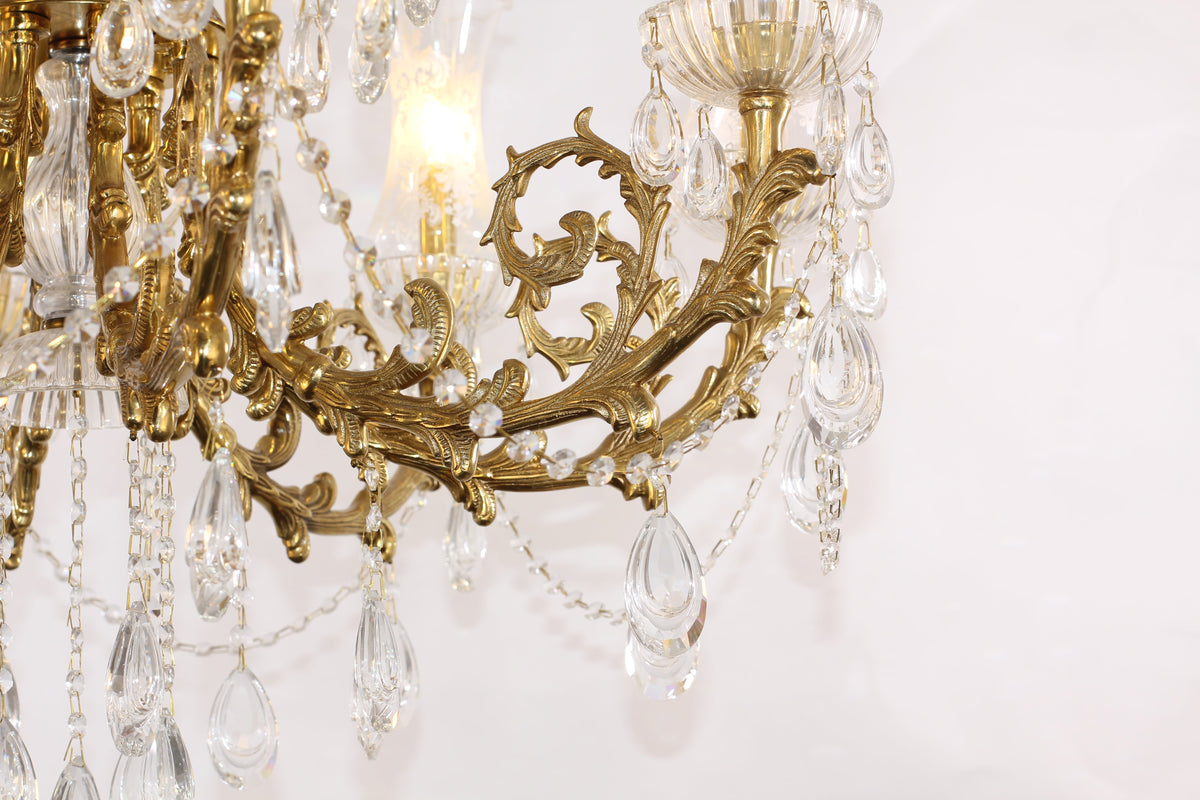 28X31 Inch 6 Lights Small Classical Candle Style Brass and Crystal Chandelier Lighting-铜灯-Jecanoli