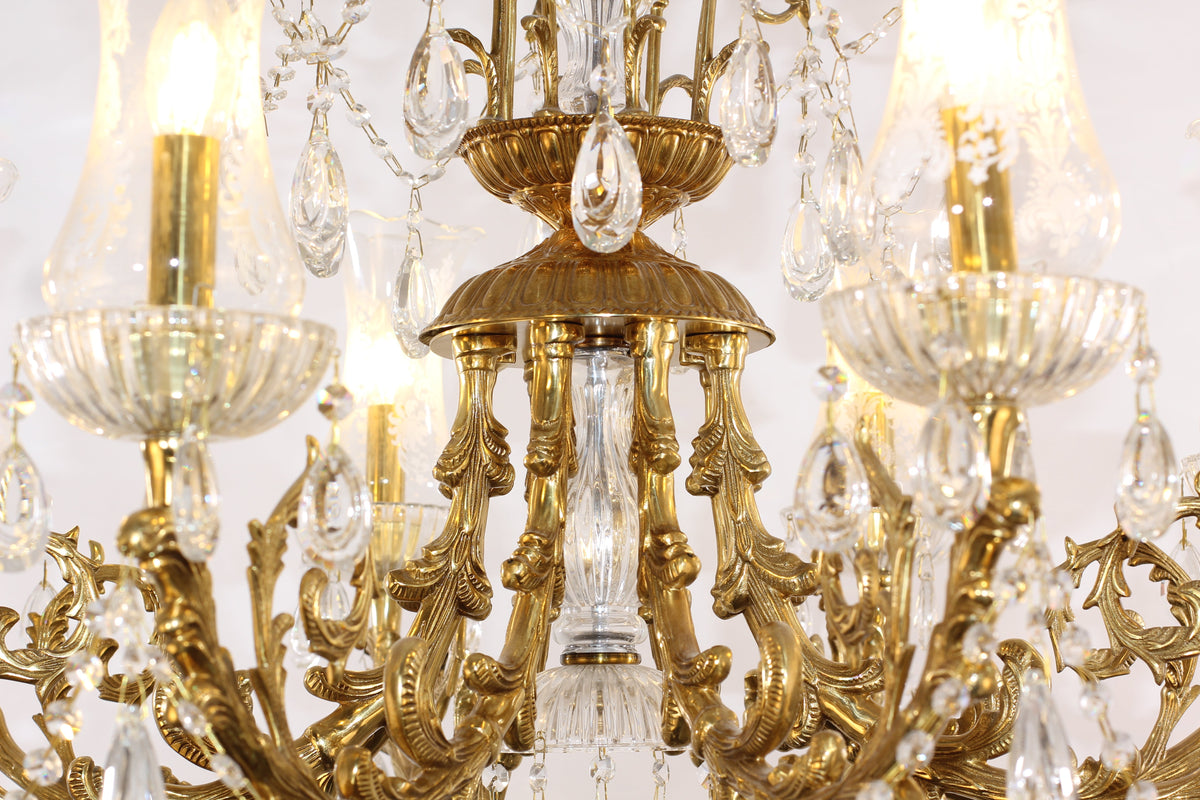 28X31 Inch 6 Lights Small Classical Candle Style Brass and Crystal Chandelier Lighting-铜灯-Jecanoli