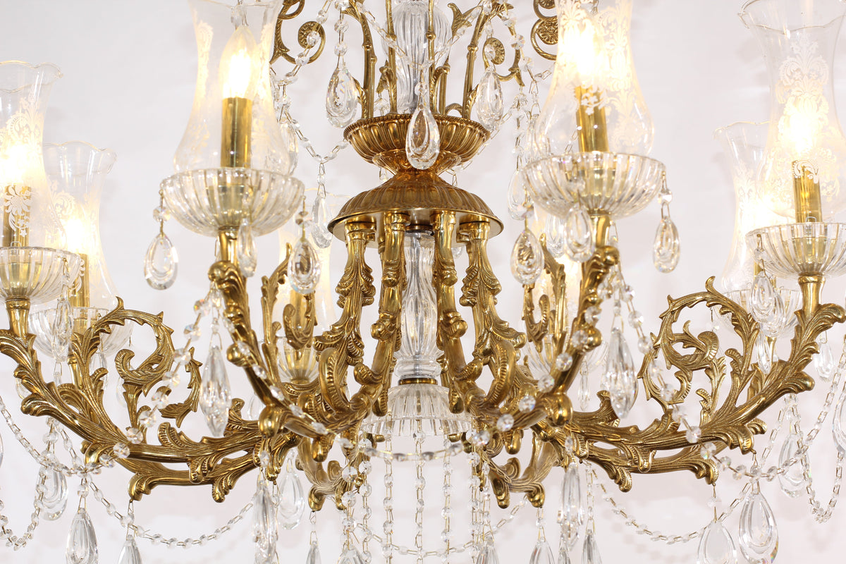 28X31 Inch 6 Lights Small Classical Candle Style Brass and Crystal Chandelier Lighting-铜灯-Jecanoli