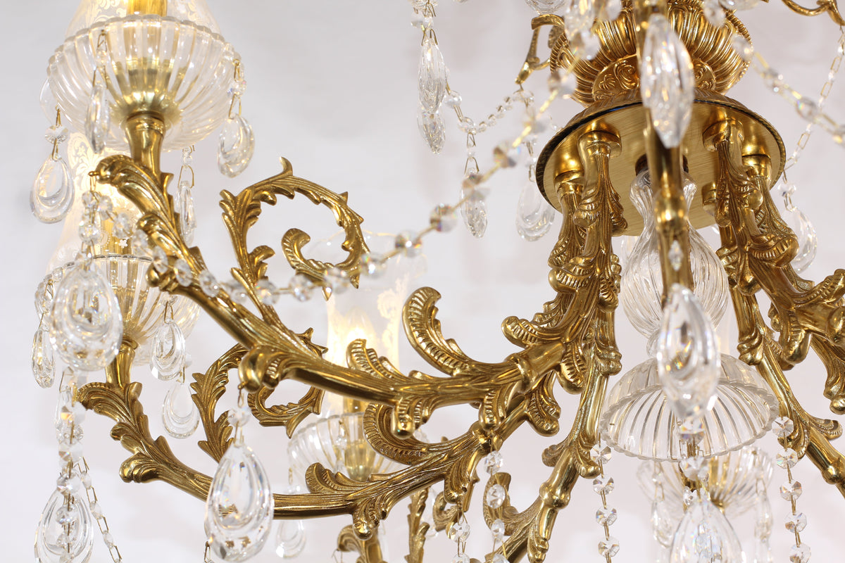 28X31 Inch 6 Lights Small Classical Candle Style Brass and Crystal Chandelier Lighting-铜灯-Jecanoli