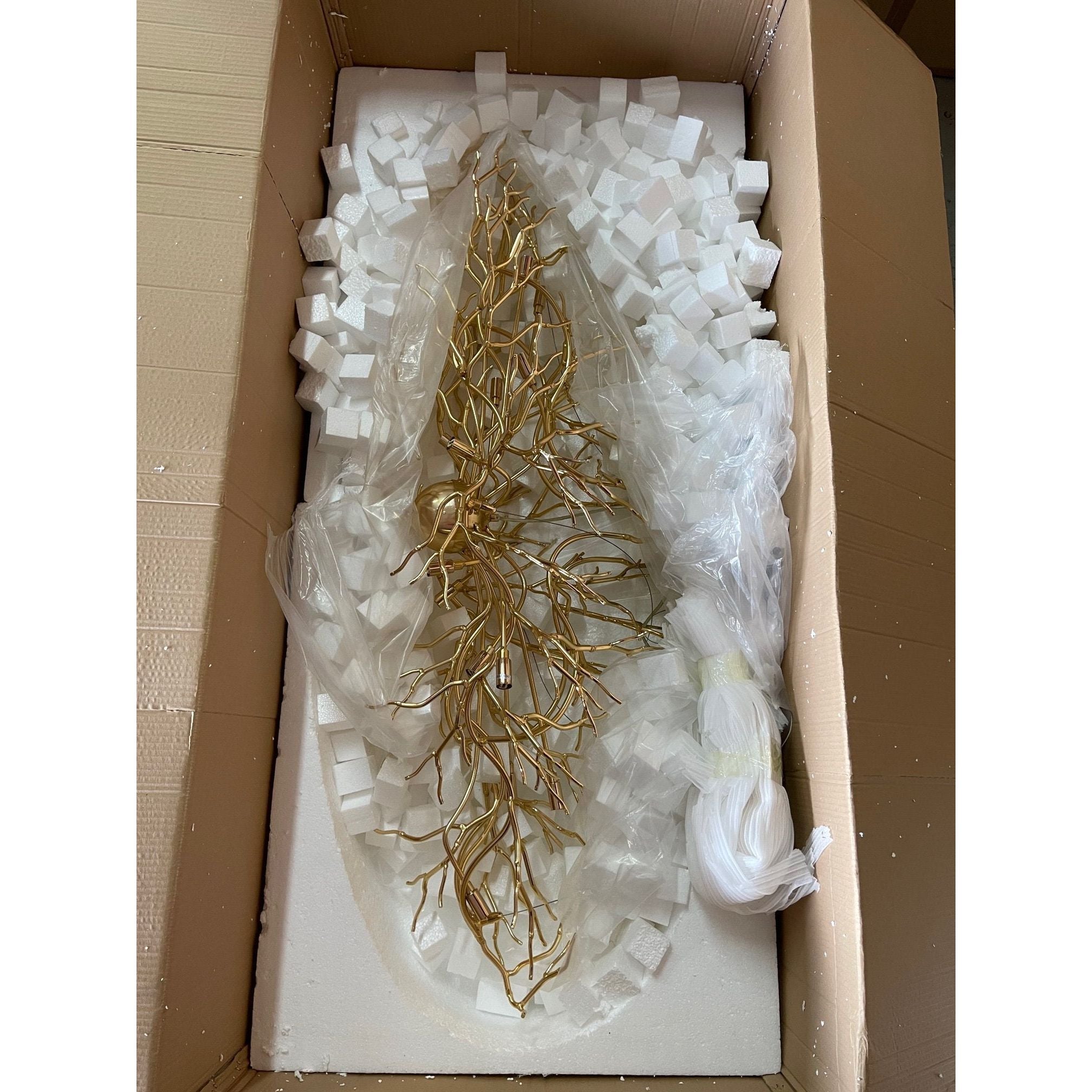 Lukas Oval Branching Brass Linear Teardrop Chandelier