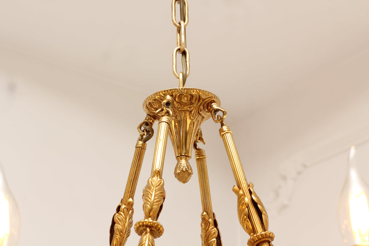 8 Lights Small Empire Style Antique Brass Chandelier Gold Dining Room Chandelier 31X28 Inch-铜灯-Jecanoli