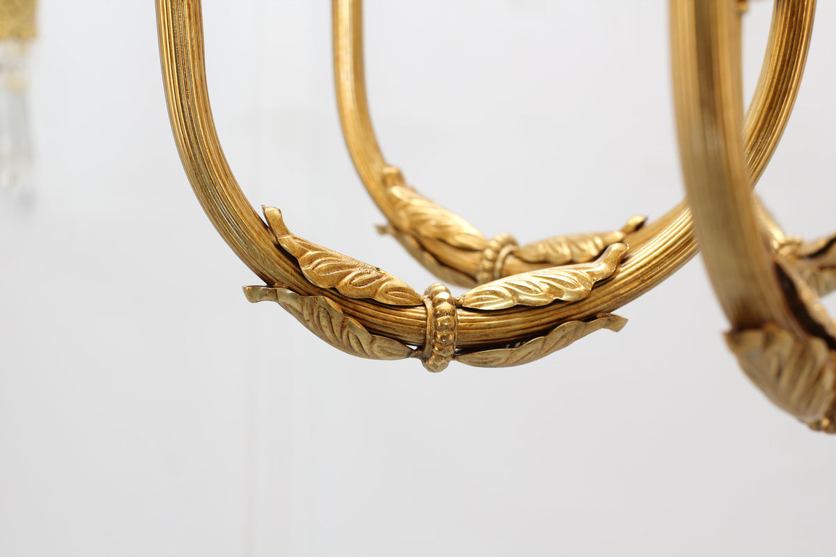 8 Lights Small Empire Style Antique Brass Chandelier Gold Dining Room Chandelier 31X28 Inch-铜灯-Jecanoli
