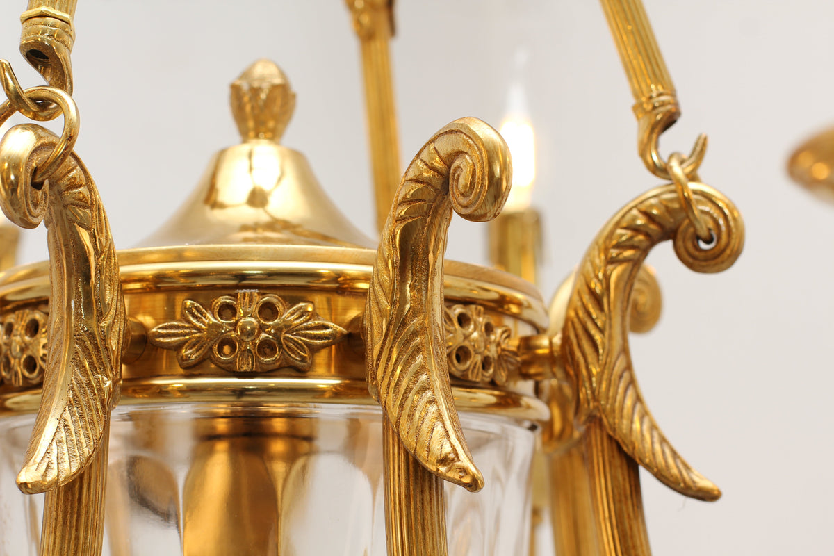 8 Lights Small Empire Style Antique Brass Chandelier Gold Dining Room Chandelier 31X28 Inch-铜灯-Jecanoli