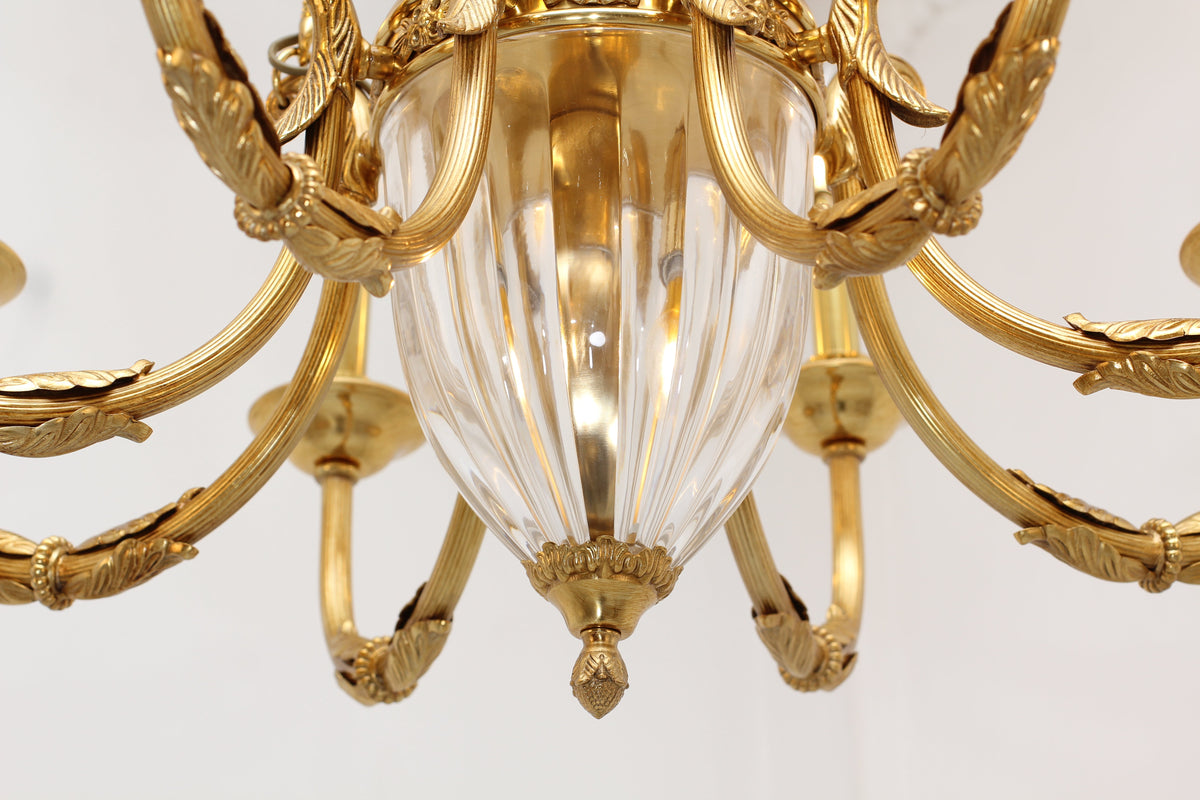 8 Lights Small Empire Style Antique Brass Chandelier Gold Dining Room Chandelier 31X28 Inch-铜灯-Jecanoli