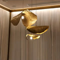 Postmodern Withered Leaf Parlor Pendant Lighting Fixture in Brass-Jecanoli