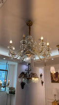 Eight Brass Arms Classical Crystal Chandelier Small Gold Chandelier for Sitting Room 33X28 Inch-铜灯-Jecanoli