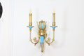 2 Lights Rococo Style Brass Wall Lamp Blue/ Pink Color-壁灯-Jecanoli