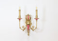 2 Lights Rococo Style Brass Wall Lamp Blue/ Pink Color-壁灯-Jecanoli