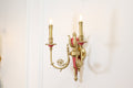 2 Lights Rococo Style Brass Wall Lamp Blue/ Pink Color-壁灯-Jecanoli