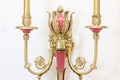 2 Lights Rococo Style Brass Wall Lamp Blue/ Pink Color-壁灯-Jecanoli