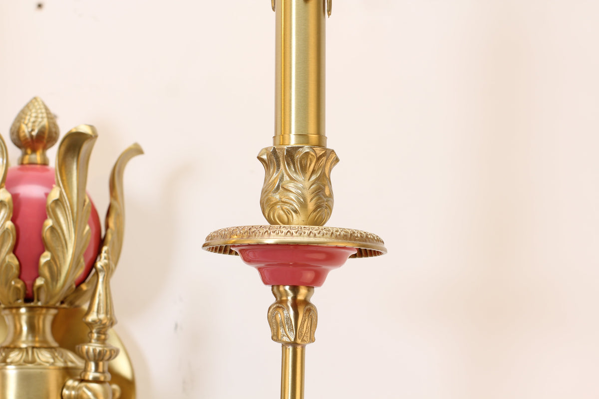 2 Lights Rococo Style Brass Wall Lamp Blue/ Pink Color-壁灯-Jecanoli