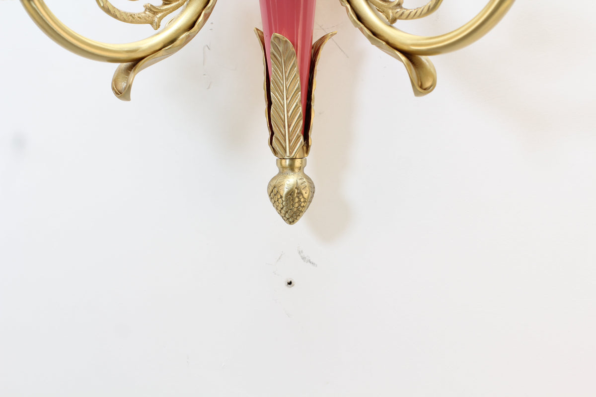 2 Lights Rococo Style Brass Wall Lamp Blue/ Pink Color-壁灯-Jecanoli