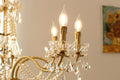 8 Lights Candle Style Small Gold Chandelier Luxury Brass Arm Chandelier with Acrylic Pearl Chains-铜灯-Jecanoli
