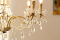 8 Lights Candle Style Small Gold Chandelier Luxury Brass Arm Chandelier with Acrylic Pearl Chains-铜灯-Jecanoli