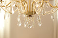 8 Lights Candle Style Small Gold Chandelier Luxury Brass Arm Chandelier with Acrylic Pearl Chains-铜灯-Jecanoli
