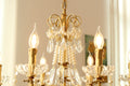 8 Lights Candle Style Small Gold Chandelier Luxury Brass Arm Chandelier with Acrylic Pearl Chains-铜灯-Jecanoli