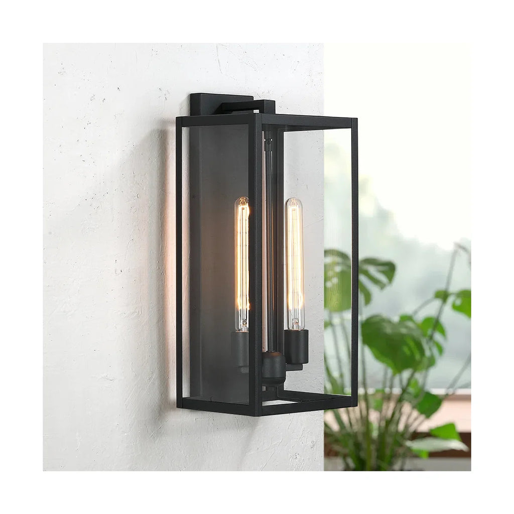 21" Gold Outdoor Wall Sconce with Glass Shade