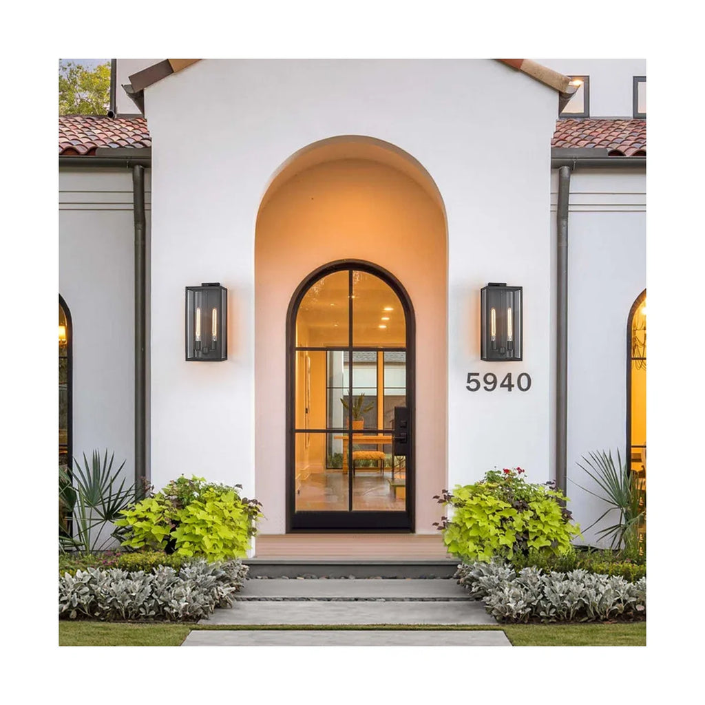 21" Gold Outdoor Wall Sconce with Glass Shade