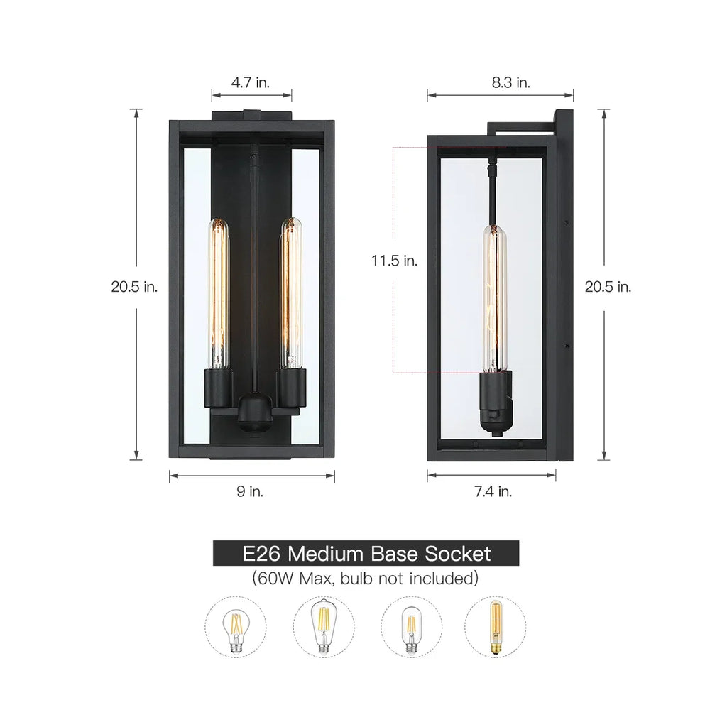 21" Gold Outdoor Wall Sconce with Glass Shade