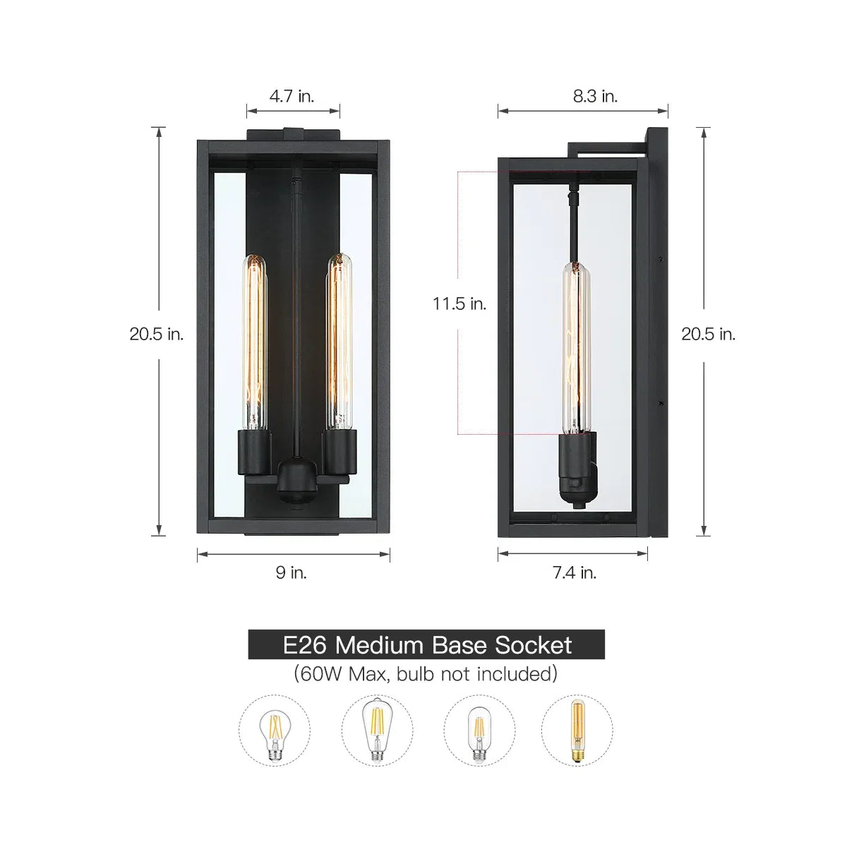 21" Gold Outdoor Wall Sconce with Glass Shade