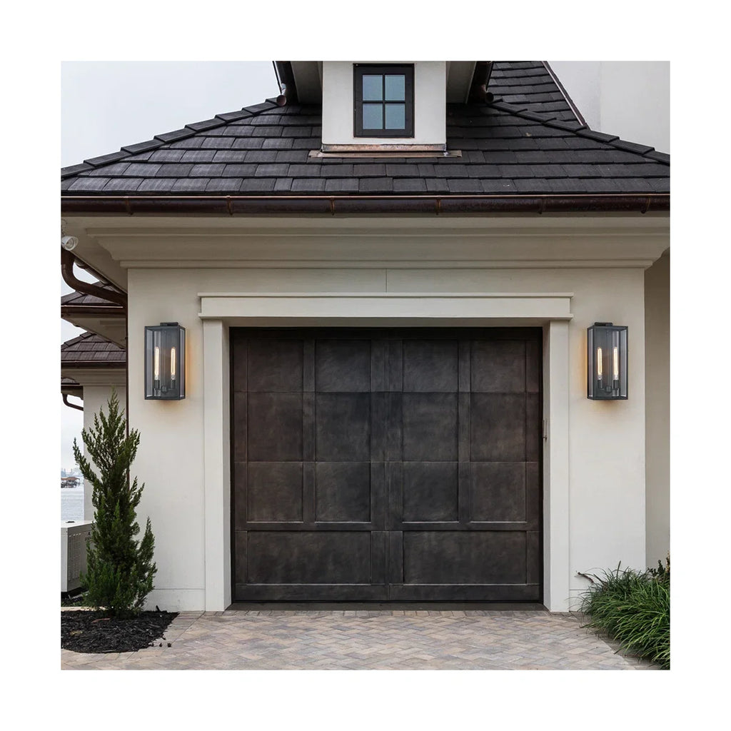 21" Gold Outdoor Wall Sconce with Glass Shade