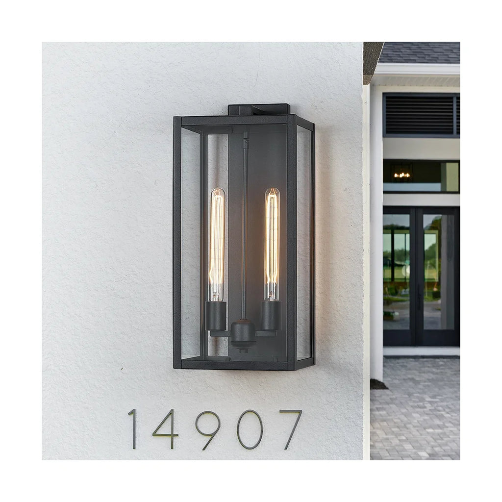 21" Gold Outdoor Wall Sconce with Glass Shade