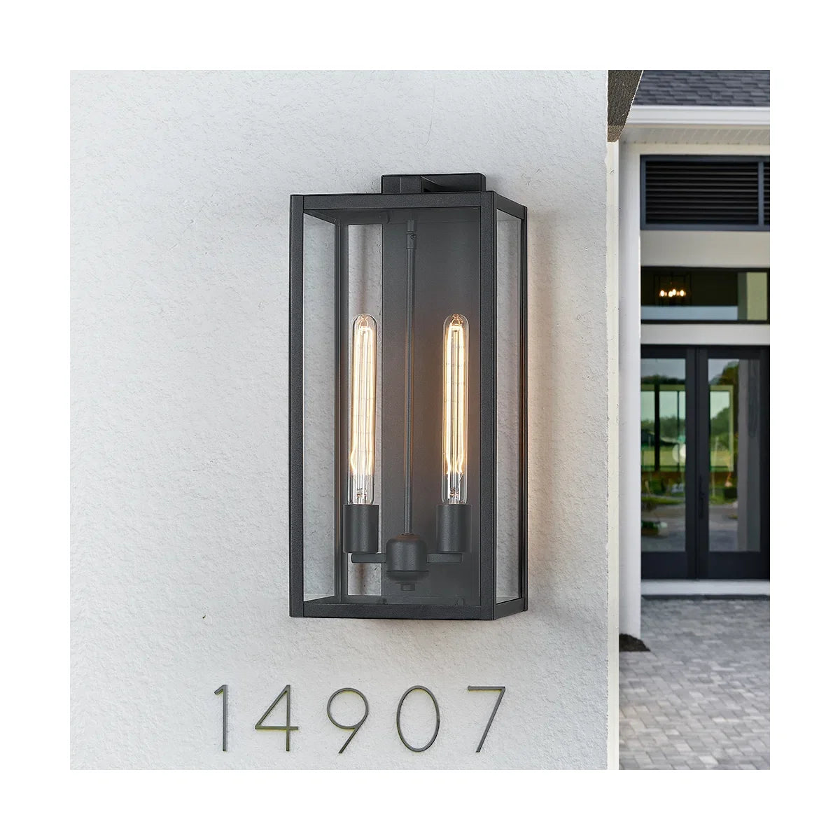 21" Gold Outdoor Wall Sconce with Glass Shade