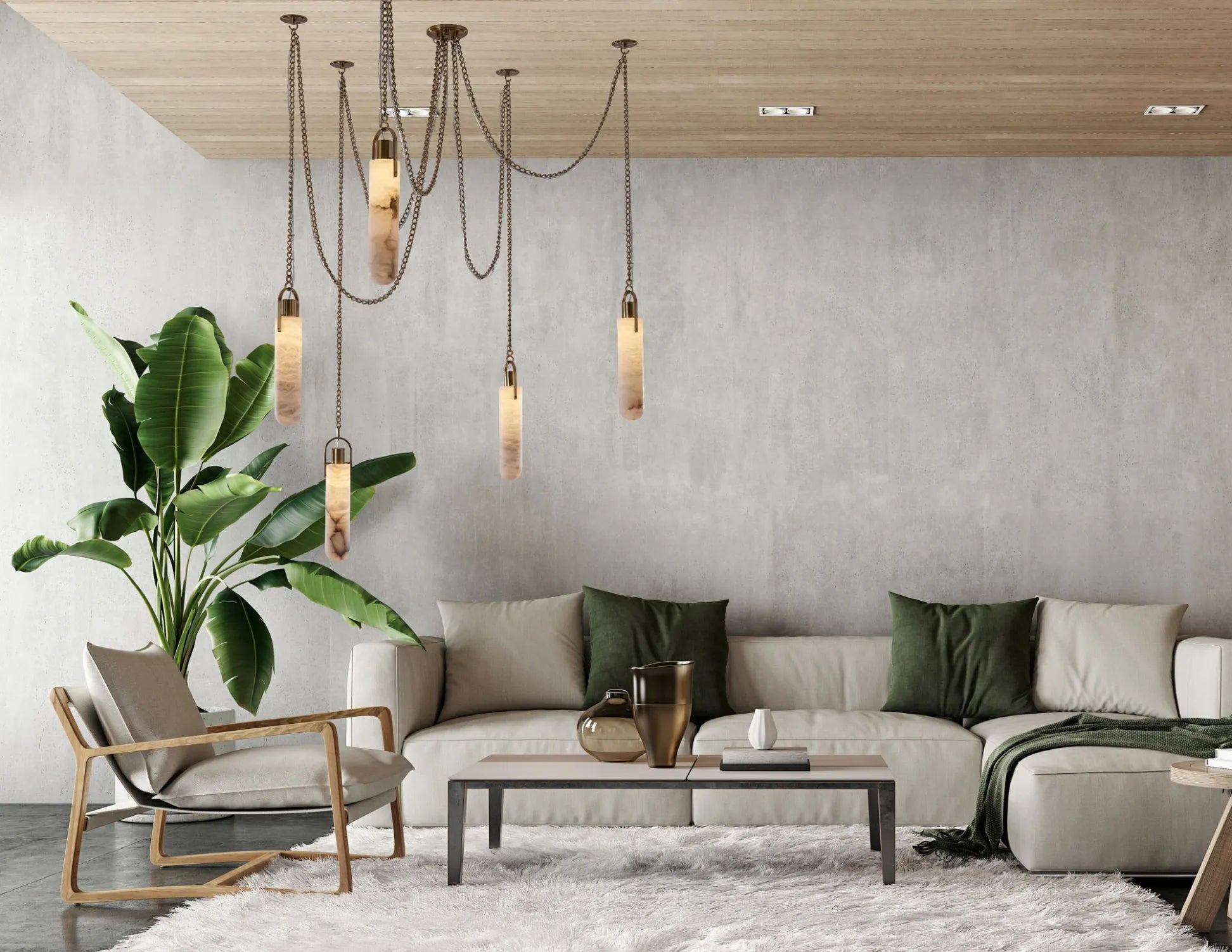 Alabaster Flint 1-Light LED Multi-Drop Pendant Light Eco-Friendly Vintage Brass