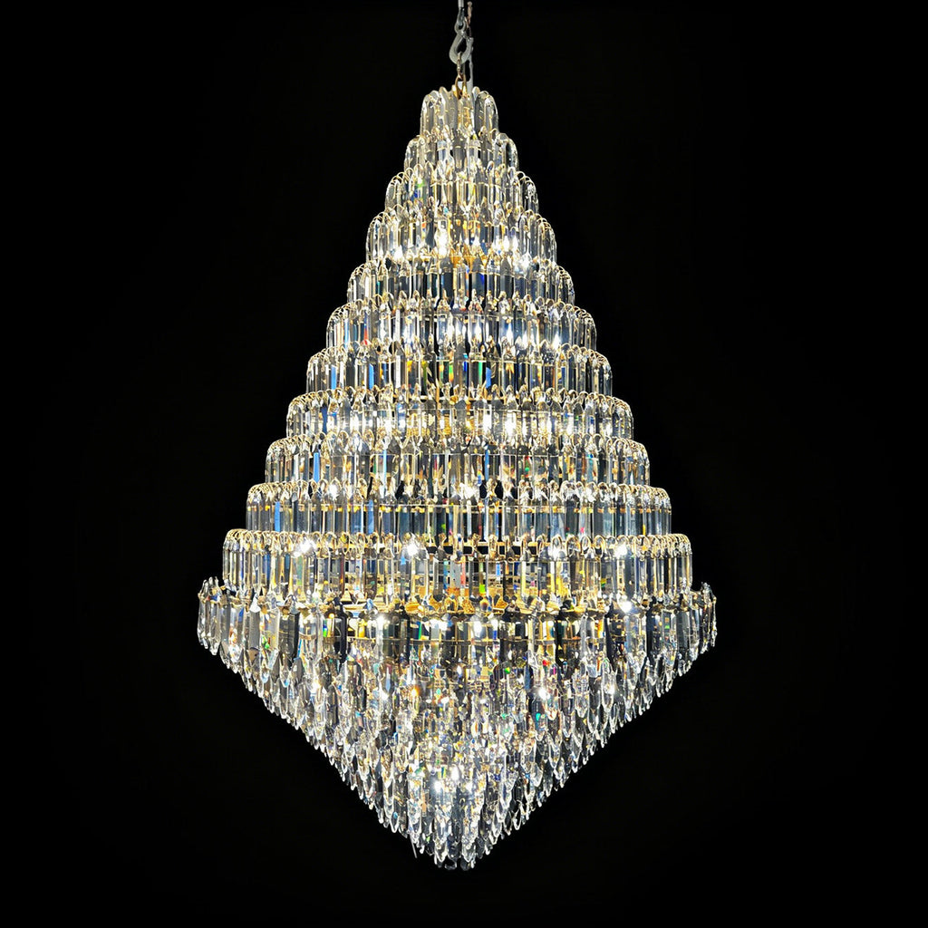 Luxury Multi-tiered Honeycomb Crystal Chandelier for High Ceiling