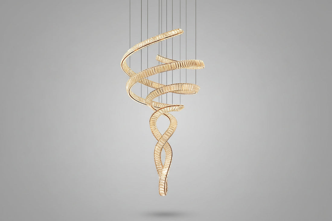Tall Twisting Glass Staircase Chandelier-Chandelier-Jecanoli