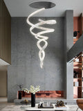 Tall Twisting Glass Staircase Chandelier-Chandelier-Jecanoli