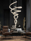 Tall Twisting Glass Staircase Chandelier-Chandelier-Jecanoli