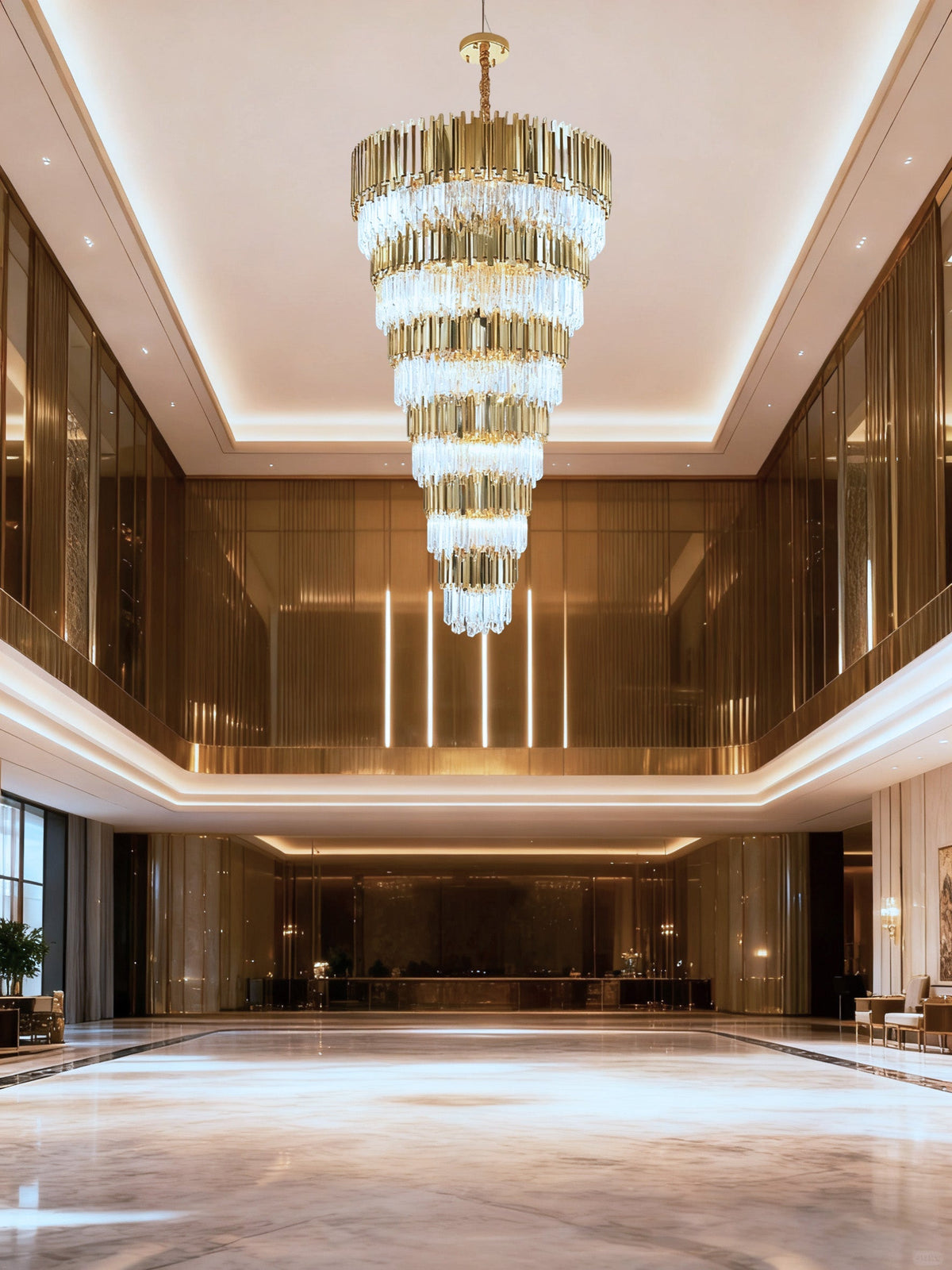 Light Luxury Post-modern Gold Crystal Large Chandelier for Villa Duplex Apartment Staircase Void Hotel Lobby Project LightMJ-6002-200H 53"W 79"H-大吊灯-Jecanoli