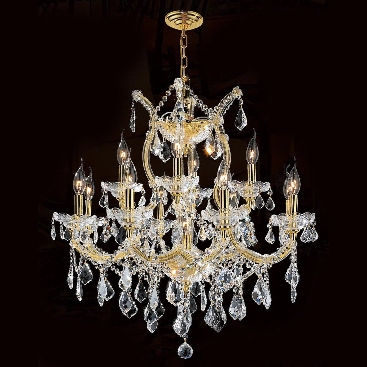 26'' Wide Gold Chandelier 13 Lights Maria Theresa Crystal Chandelier for Bedroom MT01L13G-吊灯-Jecanoli