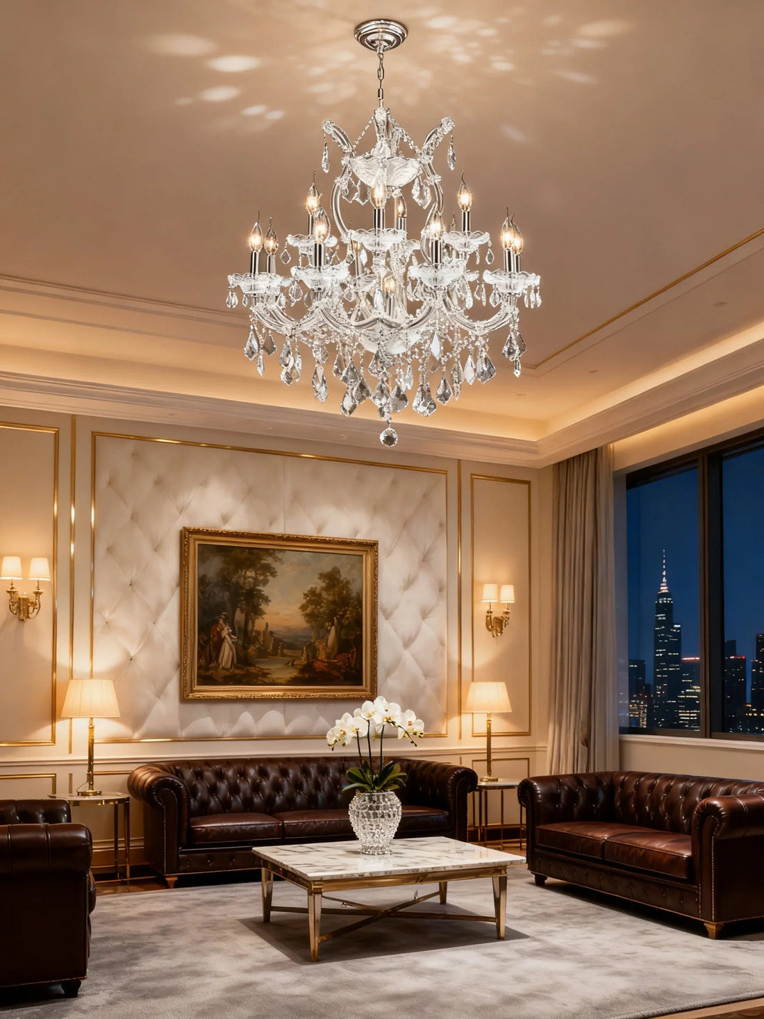 26'' Wide Chrome Chandelier Light 9 Lights Maria Theresa Crystal Chandelier MT01L9C-吊灯-Jecanoli