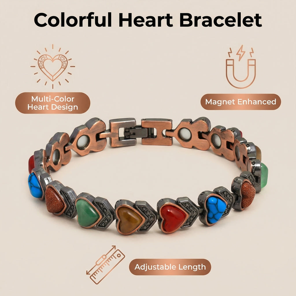Magnetic Heart Gemstone Therapy Bracelet