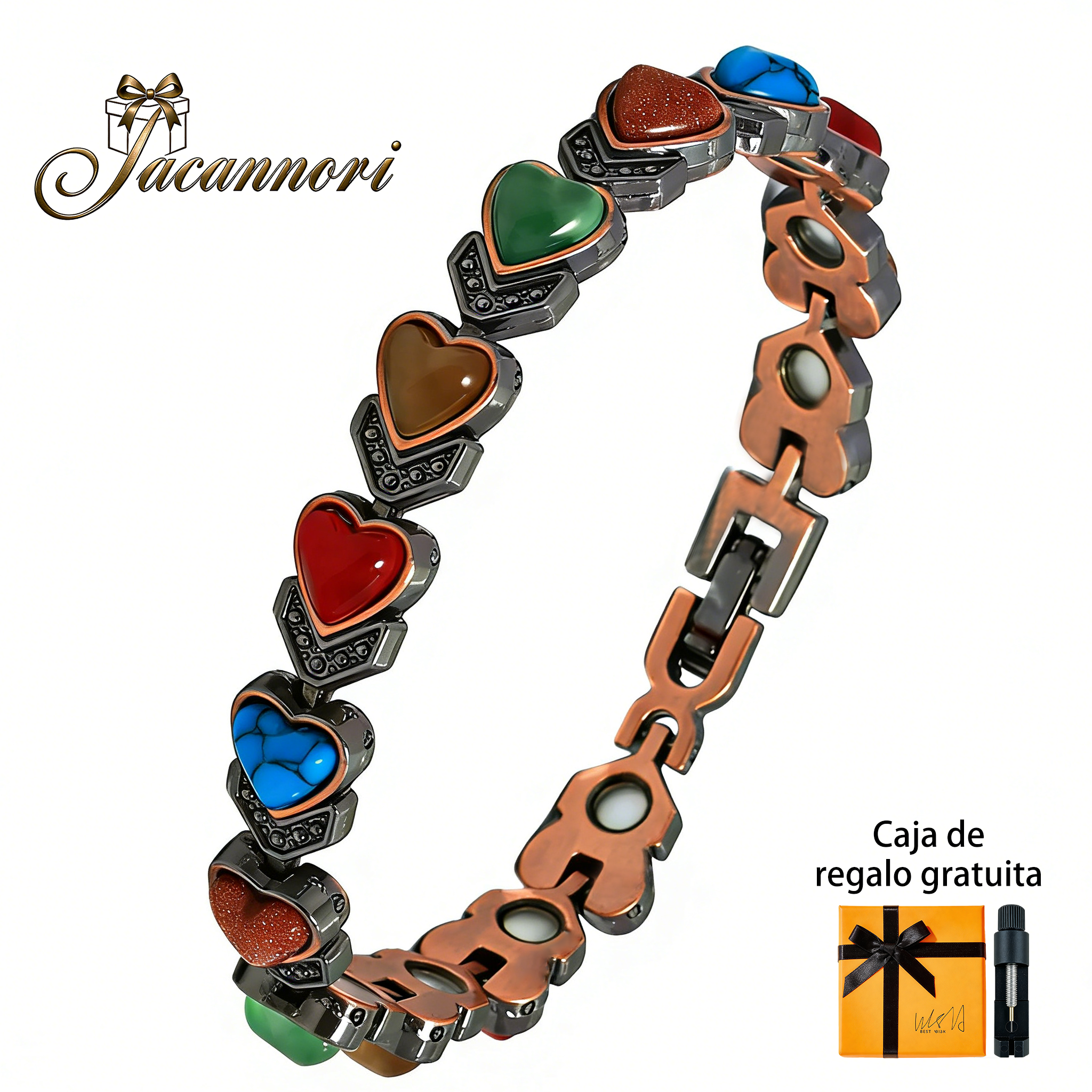 Magnetic Heart Gemstone Therapy Bracelet