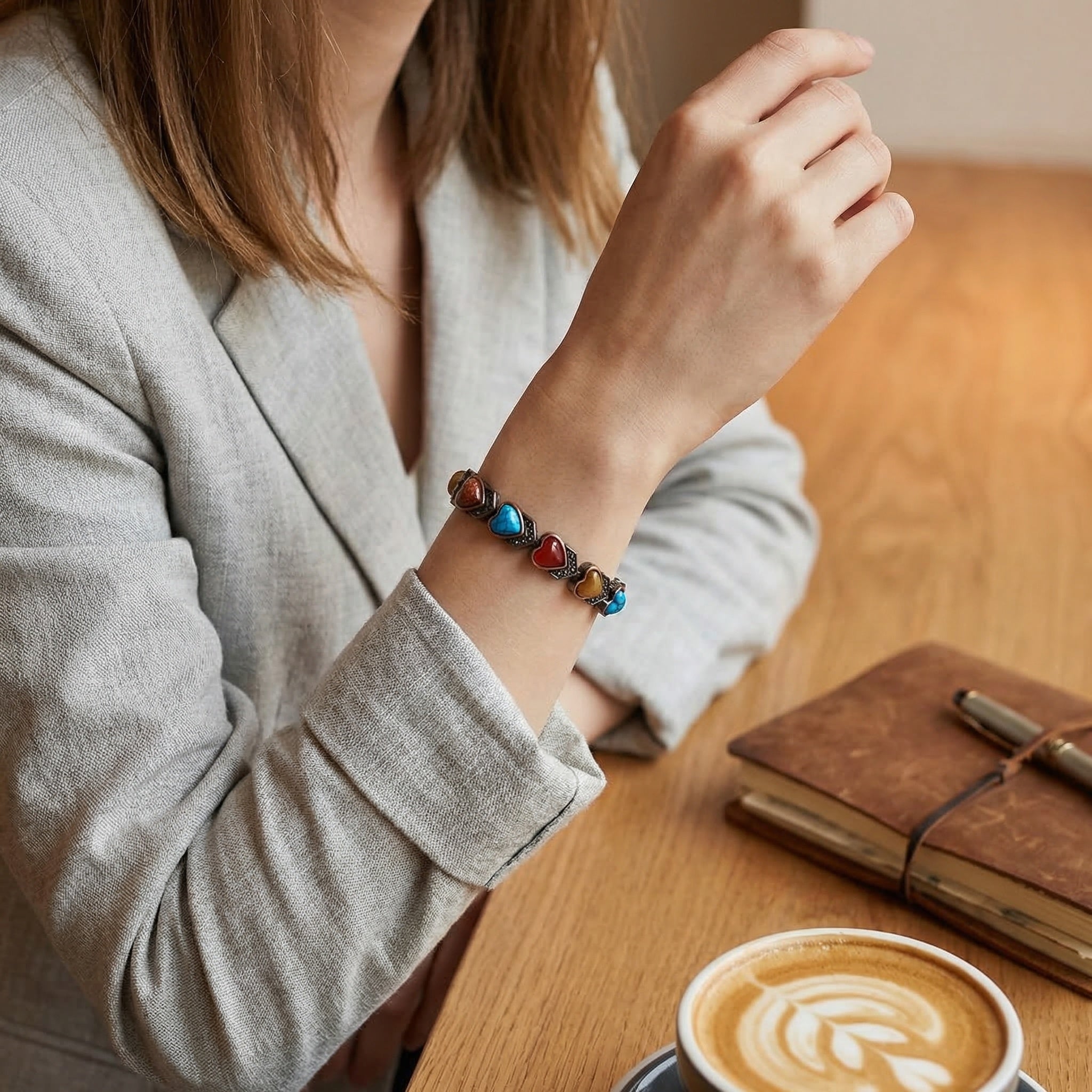Magnetic Heart Gemstone Therapy Bracelet