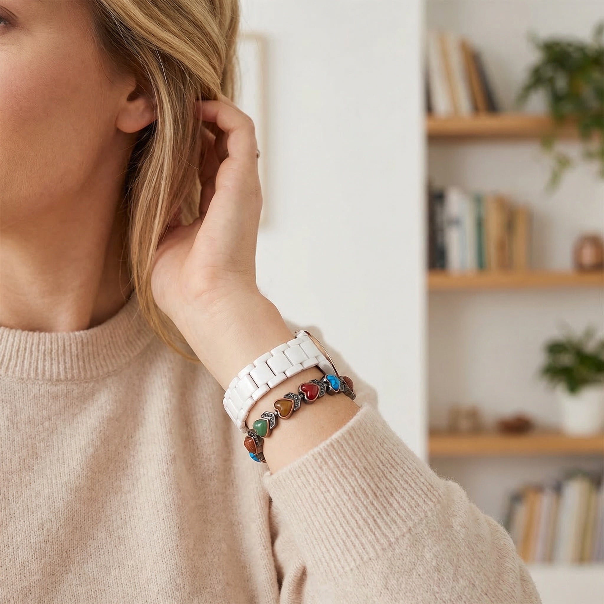 Magnetic Heart Gemstone Therapy Bracelet
