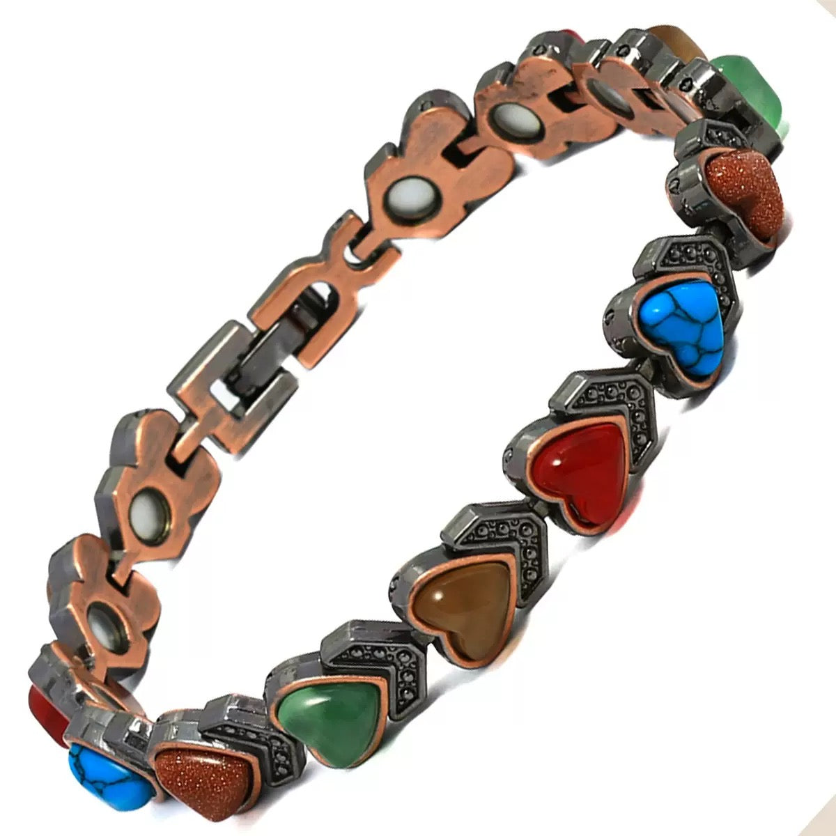 Magnetic Heart Gemstone Therapy Bracelet