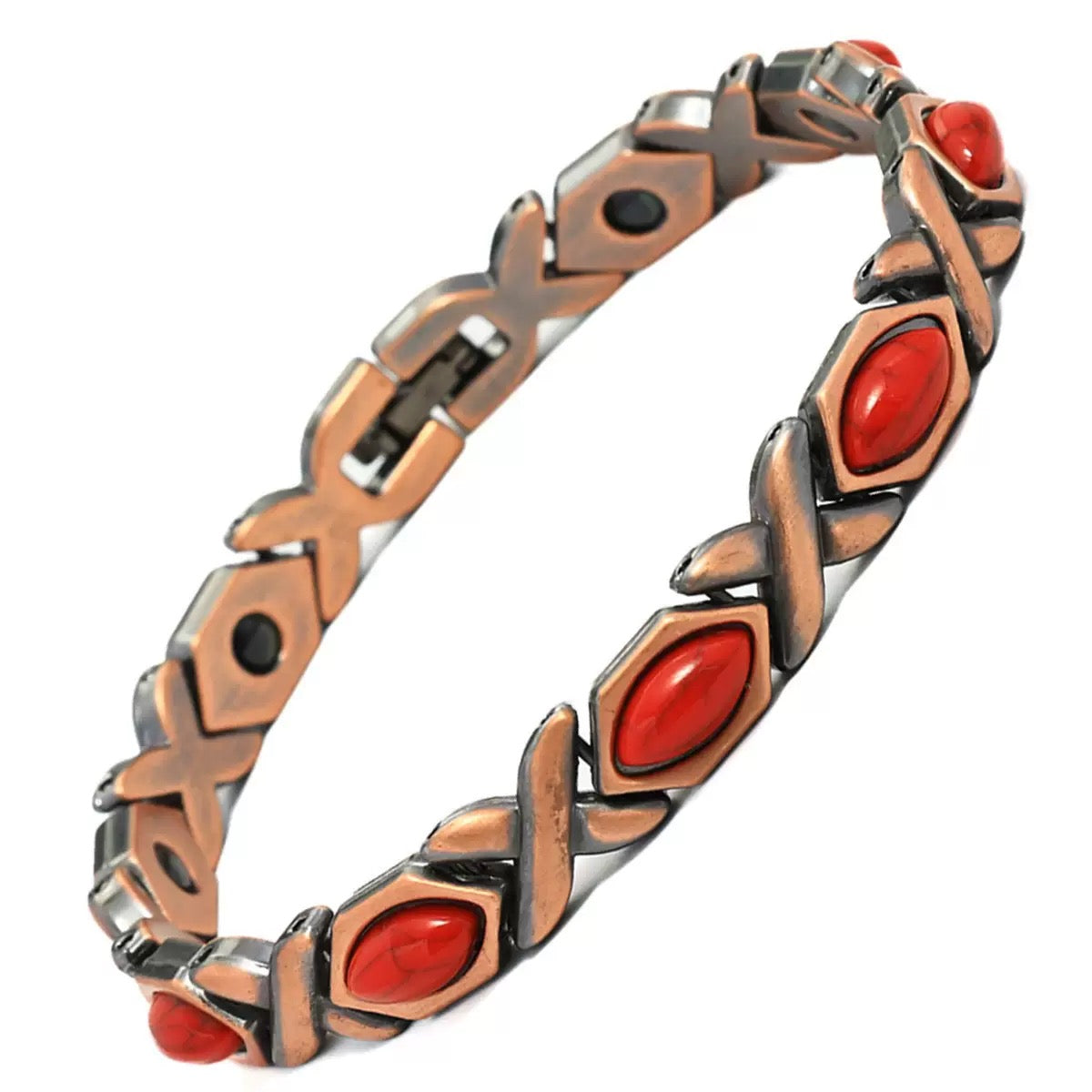 Magnetic Heart Gemstone Therapy Bracelet