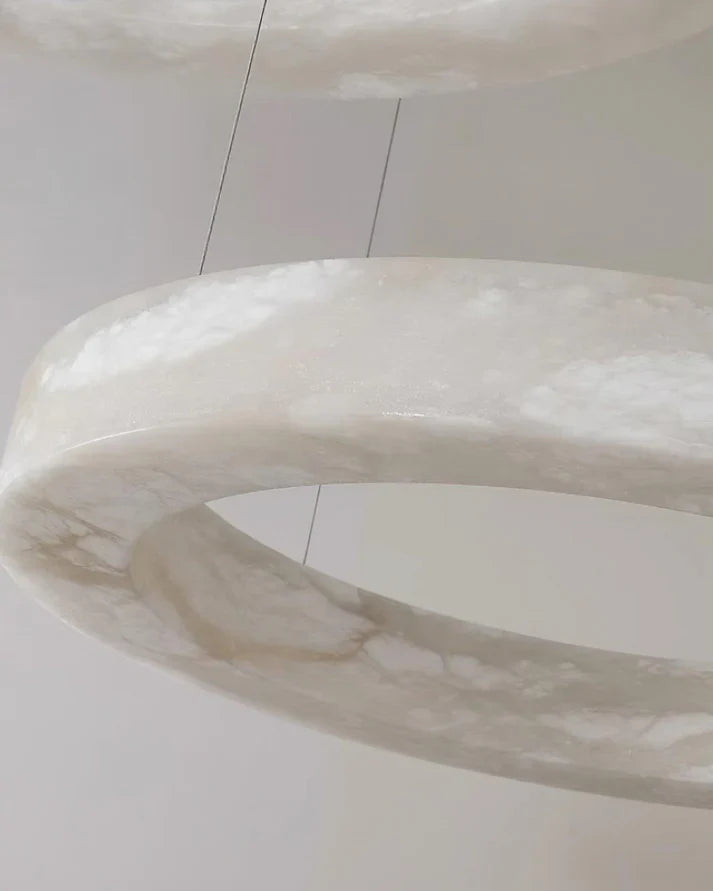 Modern Luxury Alabaster Ring Chandelier, Modern Circular Chandelier