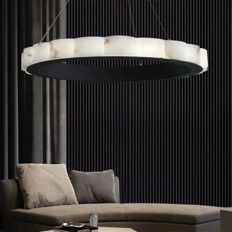 Alabaster Black Round Chandelier-Chandelier-Jecanoli