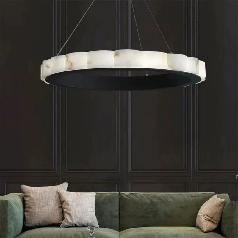 Alabaster Black Round Chandelier-Chandelier-Jecanoli